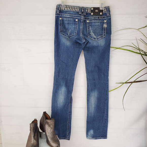 Miss Me Denim - Miss Me embellished waist straight jeans